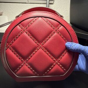 INC Red Crossbody Shoulder Bag Faux Leather Chic Everyday Handbag